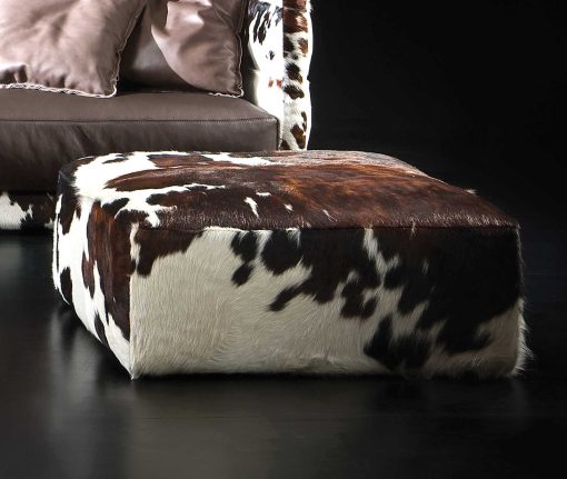 cow leather ottoman, ottoman pouff puff square cow leather cavallino pony dimension size house home sofa furniture made in italy handcrafted