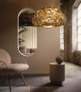 Original and luxurious round gold suspension handmade in Italy with recyclable technopolymers. Stunning three-dimensional effect. Free home delivery.