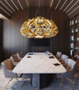 Original and luxurious round gold suspension handmade in Italy with recyclable technopolymers. Stunning three-dimensional effect. Free home delivery.