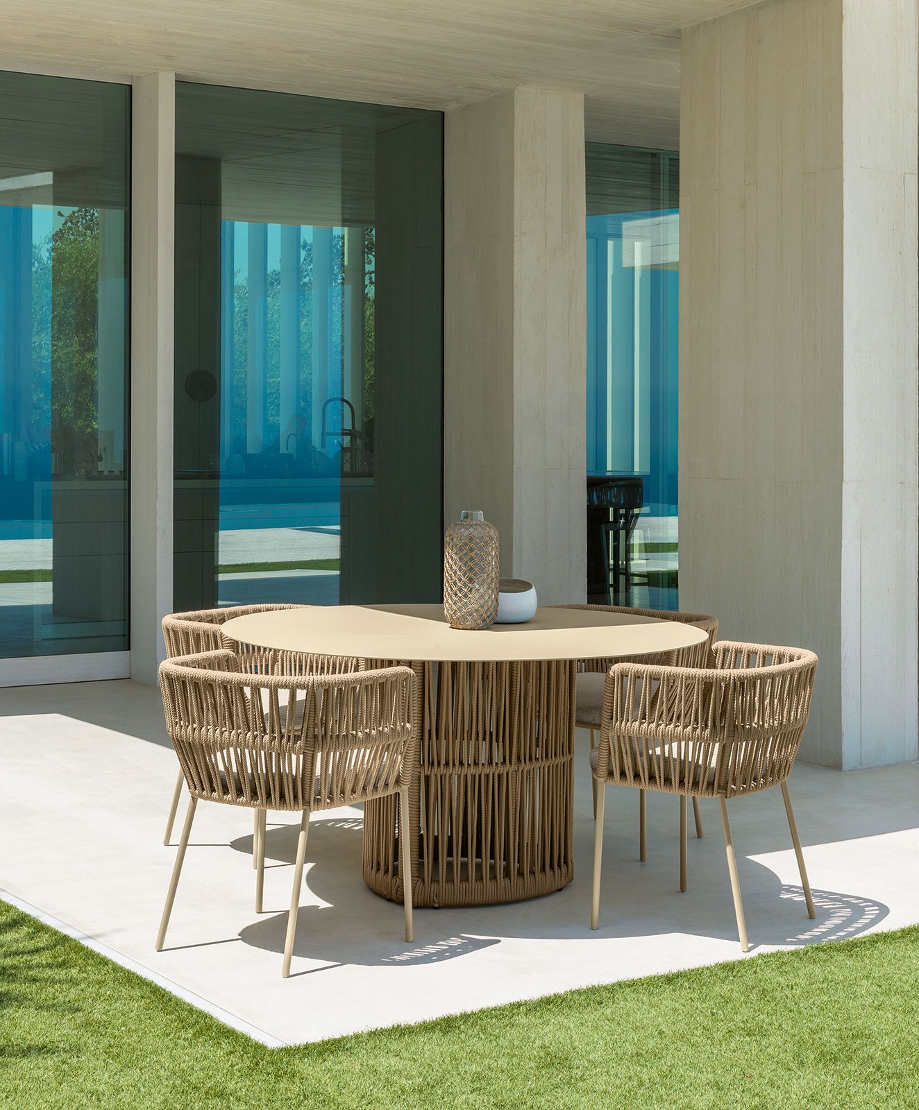 Reef poltroncina outdoor in alluminio e corda