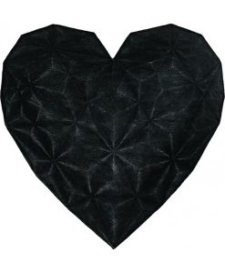 Intense black. High-quality wool and viscose. Shop online for an original heart-shaped black rug, 200 x 200 cm. with free home shipping.