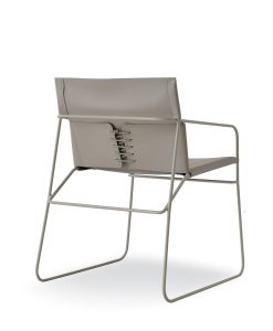 Steel and leather armchair