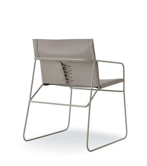 Steel and leather armchair