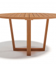 Luxury outdoor round table. Solid Asian teak wood. Luxury furniture for garden and terrace. Online sale.