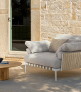 Luxurious and comfortable outdoor white and beige garden lounge set. Shop online to furnish your garden or yacht with the best high quality items.
