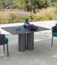 Shop online for high quality outdoor furniture. This luxurious blue dining chair has padded seat and backrest. Free home shipping.