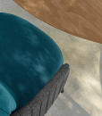 Shop online for high quality outdoor furniture. This luxurious blue dining chair has padded seat and backrest. Free home shipping.
