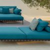 Shop online for your complete new outdoor furniture. Blue garden lounge set (sofa, armchair, coffee table and several outdoor accessories) home delivered.