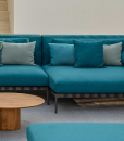 Vente en ligne de meubles d'extérieur de haute qualité. Salon de jardin bleu avec canapé et accessoires en option. Livraison à domicile gratuite.