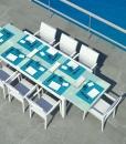 tavolo allungabile vetro temperato alluminio satinato trasparente prezzi cristallo esterno outdoor piscina giardino terrazza balcone yacht arredamento lusso