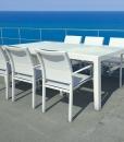 tavolo allungabile vetro temperato alluminio satinato trasparente prezzi cristallo esterno outdoor piscina giardino terrazza balcone yacht arredamento lusso