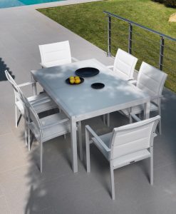 tavolo allungabile vetro temperato alluminio satinato trasparente prezzi cristallo esterno outdoor piscina giardino terrazza balcone yacht arredamento lusso