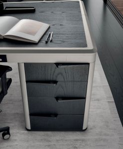 Graphite ash wood and white leather are the original colours for this luxurious executive desk, perfect for home working. Made in Italy. Free shipping.