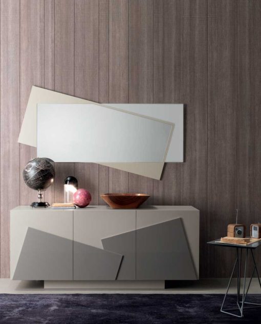 Rectangular mirror designed by Andrea Lucatello. Overlapping sand-coloured decoration. MDF frame. Made in Italy, home delivery.