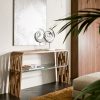 Modern, elegant, and luxurious console in solid ash wood. Glass shelf. Shop online for the best made in Italy furniture. Free home delivery.