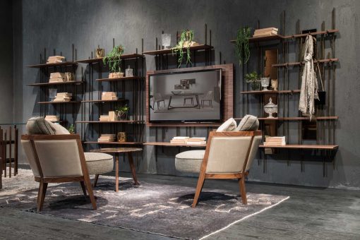 BAMBOU is a furnishing accessory in walnut-stained plywood, designed to embellish the homes of those who love the elegance of a unique and original piece.