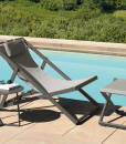 High-quality grey deck chair. Solid folding aluminium structure and comfortable Textilene seat. Elegant outdoor furniture. Worldwide home delivery.
