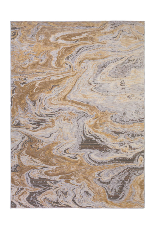 Rectangular rug in light grey and sand tones, wave motif, Elixir 530/RD9 E