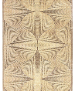 Rectangular rug with concentric circles in antique golden-yellow shades