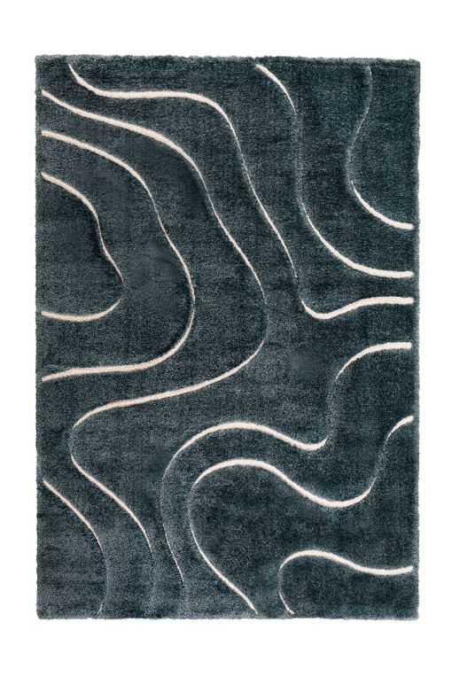 Rectangular blue rug Venere 3 – recycled polyester, 25 mm pile