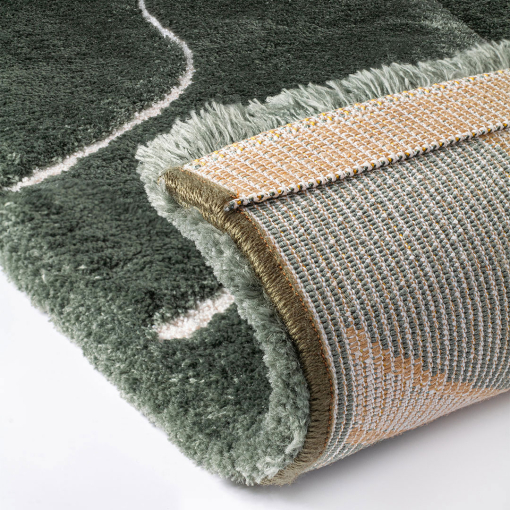 Rectangular green rug Venere 3 – recycled polyester, 25 mm pile