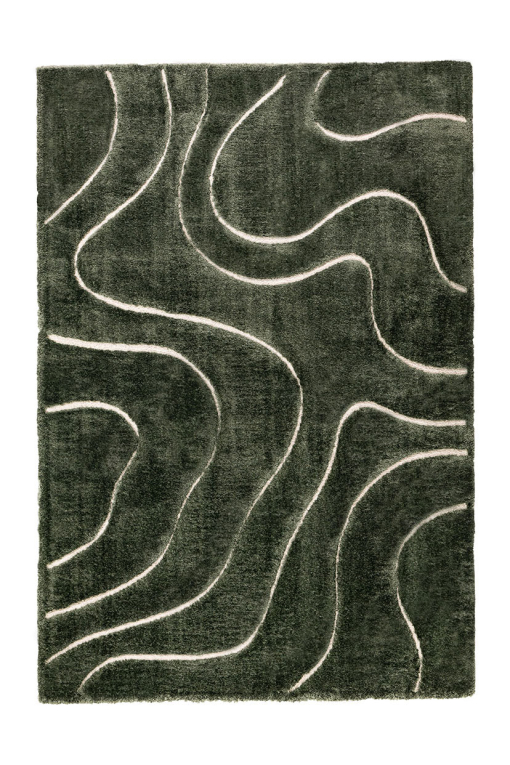Rectangular green rug Venere 3 – recycled polyester, 25 mm pile