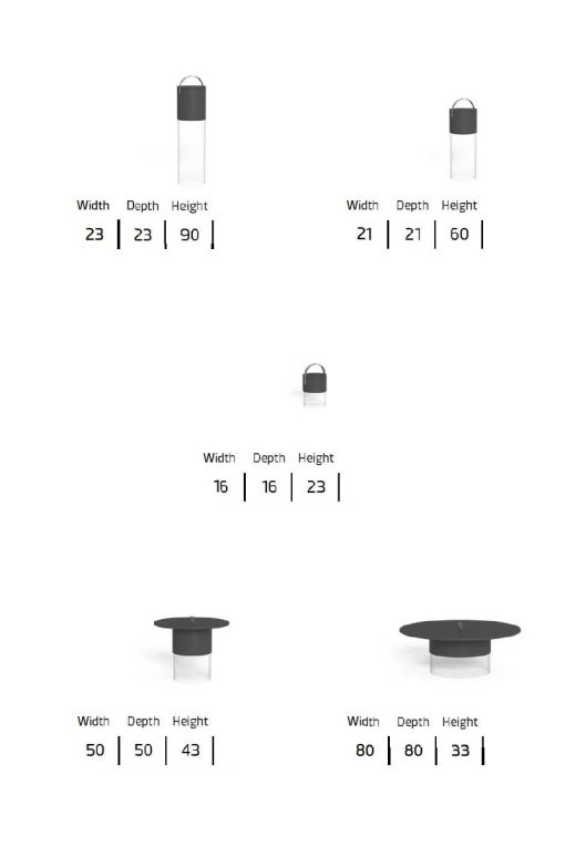 Table basse de jardin avec lampe LED intégrée à batterie rechargeable. Design Studio Adolini. Plusieurs dimensions. Eco-resine et verre acrylique. Livraison