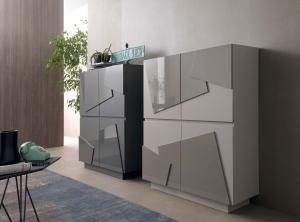 madia moderna in legno mobile alta bianca made in italy MDf lucido 3 ante originale