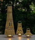 Luxueuse lanterne de jardin jaune. Compléments d'ameublement de haute qualité. Design Studio Ludovica + Roberto Palomba. Aluminium et cordes. Livraison.