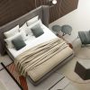 Wind is an original and elegant leather bed with moving headboard. All European or American sizes available. Movement storage base. Free home delivery.