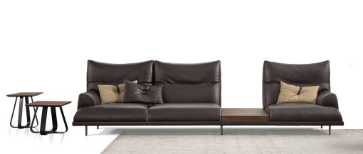 Canapé en cuir confortable et luxueux. Fabriqué en Italie. Table basse assortie. Personnalisable et modulaire. Livraison gratuite à domicile. Vente en ligne