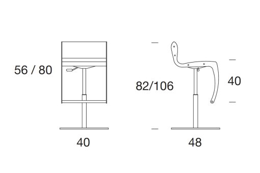 Yuri sgabello, schema delle dimensioni