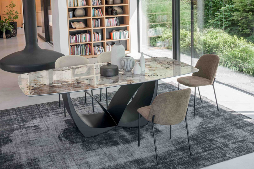 Zeus table with polished Patagonia ceramic top