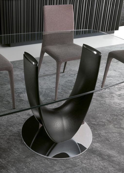 Table de repas rectangulaire en verre et bois. Vente en ligne de meubles design haut de gamme made in Italy. Achetez en ligne nos tables design originales.