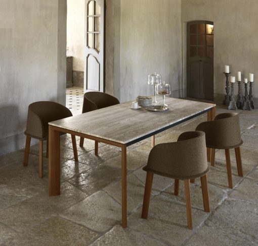 tavolo da pranzo rettangolare da esterno giardino made in italy design prezzi arredamento da esterno lusso marco Acerbis teak marmo travertino