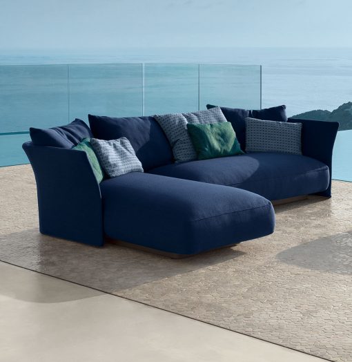 Salon d'extérieur rembourré en aluminium gris. Vente en ligne de meubles de jardin haut de gamme et design avec livraison gratuite. canapé pour terrasse.