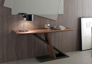 arredamento casa / ufficio on line moderno di lusso 2015 design web made in italy consolle rettangolare noce canaletto metallo contemporaneo