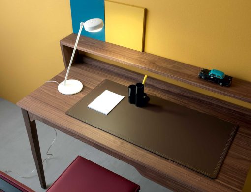 Dad is a personal wood desk that combines design, elegance and functionality. Enjoy a beautiful traditional look with smart features with this home or office desk.