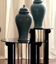 ameublement design haut de gamme luxe maison moderne table basse en verre courbé d'intérieur en ligne mobilier meuble italiens qualité salon ronde console