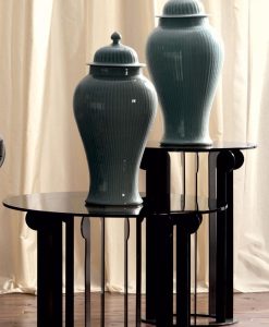ameublement design haut de gamme luxe maison moderne table basse en verre courbé d'intérieur en ligne mobilier meuble italiens qualité salon ronde console