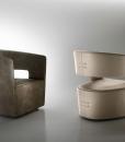 Gem is a leather swivel armchair ideal for your home or office. Its leather covering and comfortable seat make this elegant chair a timeless piece of furniture.