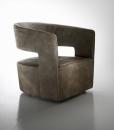Gem is a leather swivel armchair ideal for your home or office. Its leather covering and comfortable seat make this elegant chair a timeless piece of furniture.