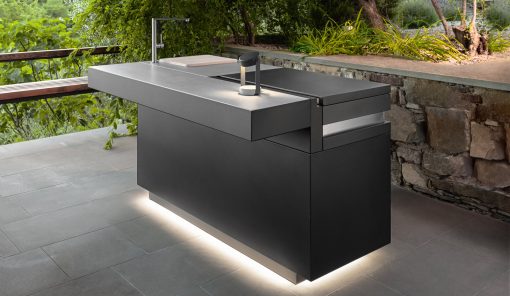 Luxurious outdoor kitchen with sink, barbecue, and lights included. Complete your garden furniture with our high-end complements. Free home delivery.