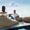 Outdoor pouf for garden and terrace. Outdoor design furniture made in italy. Ropes and quick dry foam. Outdoor lounger.
