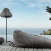 Outdoor pouf for garden and terrace. Outdoor design furniture made in italy. Ropes and quick dry foam. Outdoor lounger.