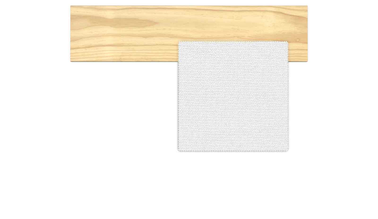 Finitura legno Accoya naturale e tessuto beige