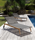 Outdoor stackable sunbed in black Textilene. Buy online our luxury design garden furniture. Sofa, table, sunbed, chair, armchair and complement for the garden.