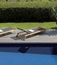 Outdoor stackable sunbed in black Textilene. Buy online our luxury design garden furniture. Sofa, table, sunbed, chair, armchair and complement for the garden.