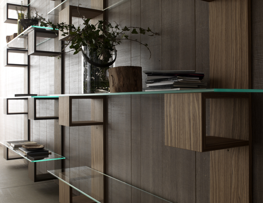 Infinity Luxury and Elegant Vertical Bookcase in Wood and Glass