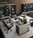 Graphite ash wood and white leather are the original colours for this luxurious executive desk, perfect for home working. Made in Italy. Free shipping.